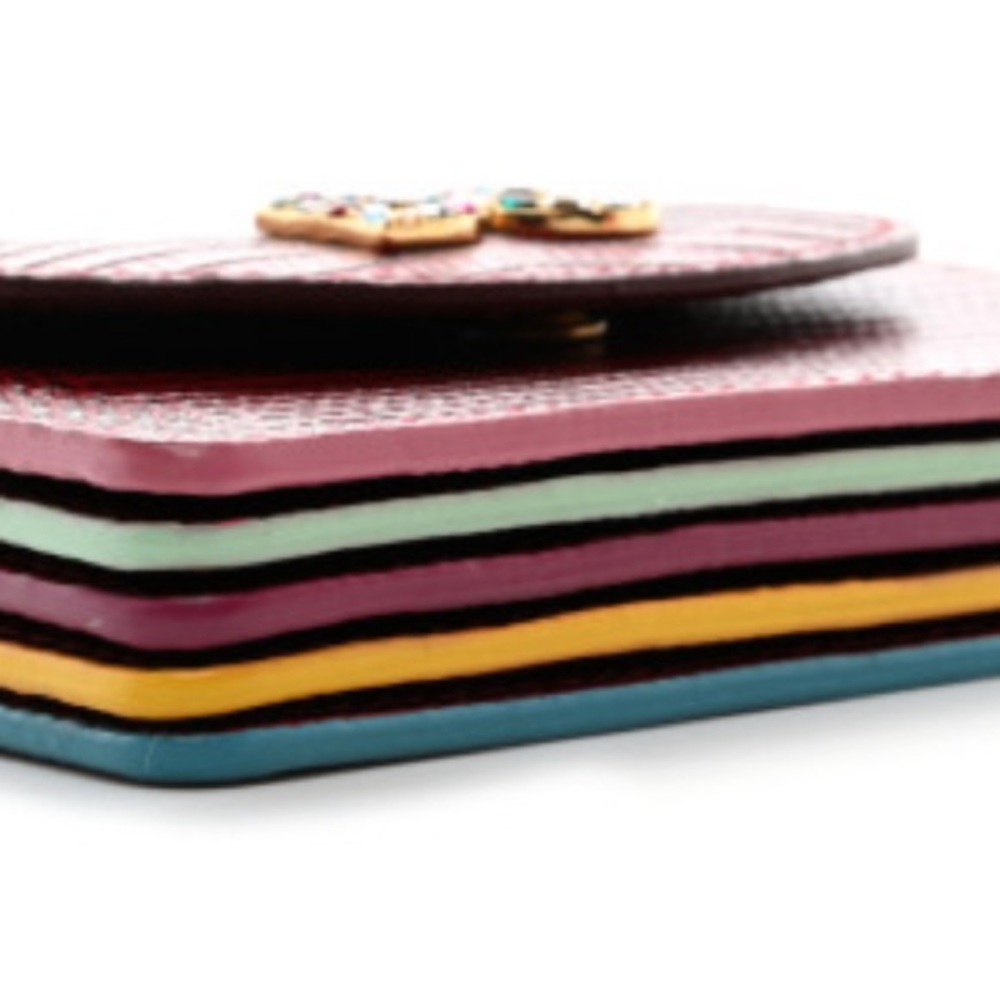 Rare and Exotic Dolce & Gabbana Stampa Iguana Calfskin Card Holder Rosso - Picture 6 of 7